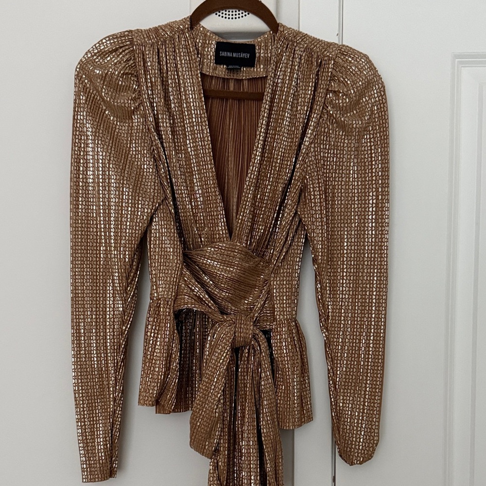 Sabina Musayev Shimmering Gold Blouse